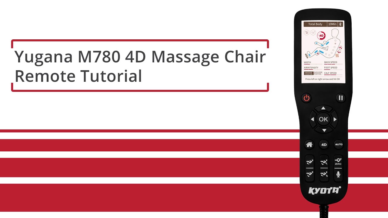 Kyota Yugana M780 4D massage chair - Remote Control Tutorial