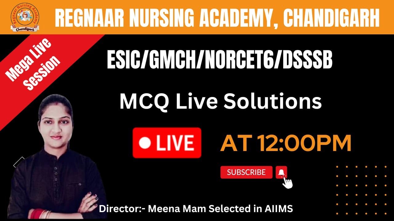 Mega Live Session : ESIC/DSSSB/NORCET/RRB/ MCQ Solutions 7015849619 #megalive