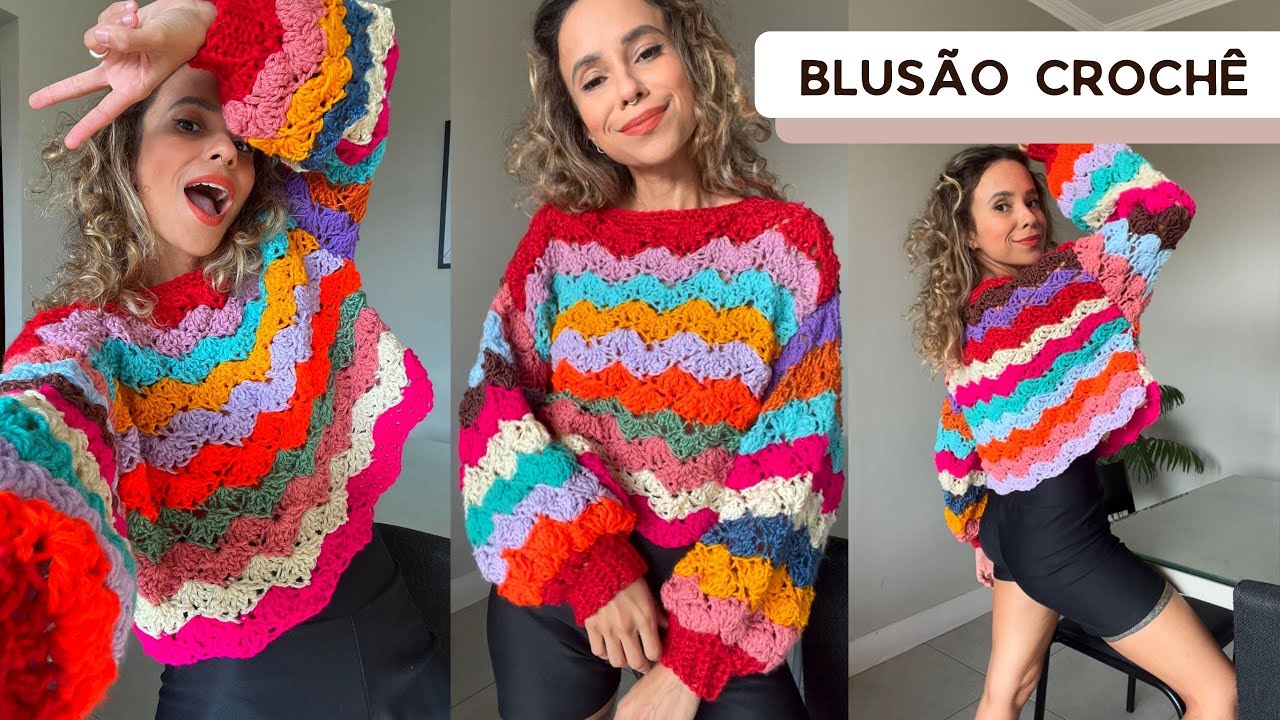BLUSÃO SUÉTER DE CROCHÊ - CROCHET TUTORIAL - FALA + CROCHETA