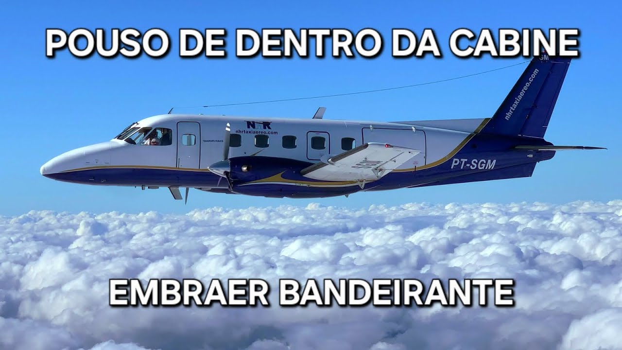 Pouso de dentro da cabine do Embraer Bandeirante