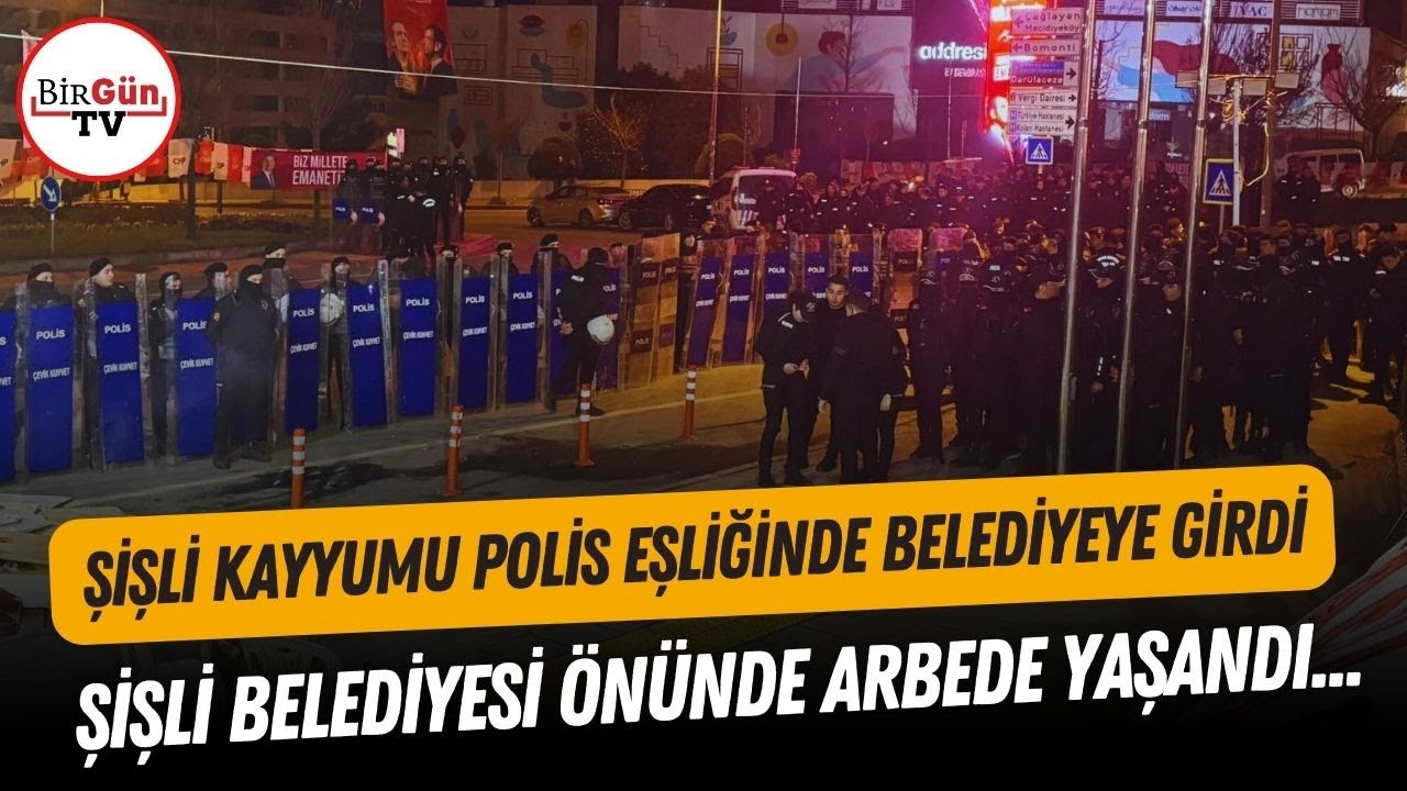 Şişli Belediyesi önünde arbede: Kayyum polis eşliğinde belediye binasına girdi! İlk görüntüler!