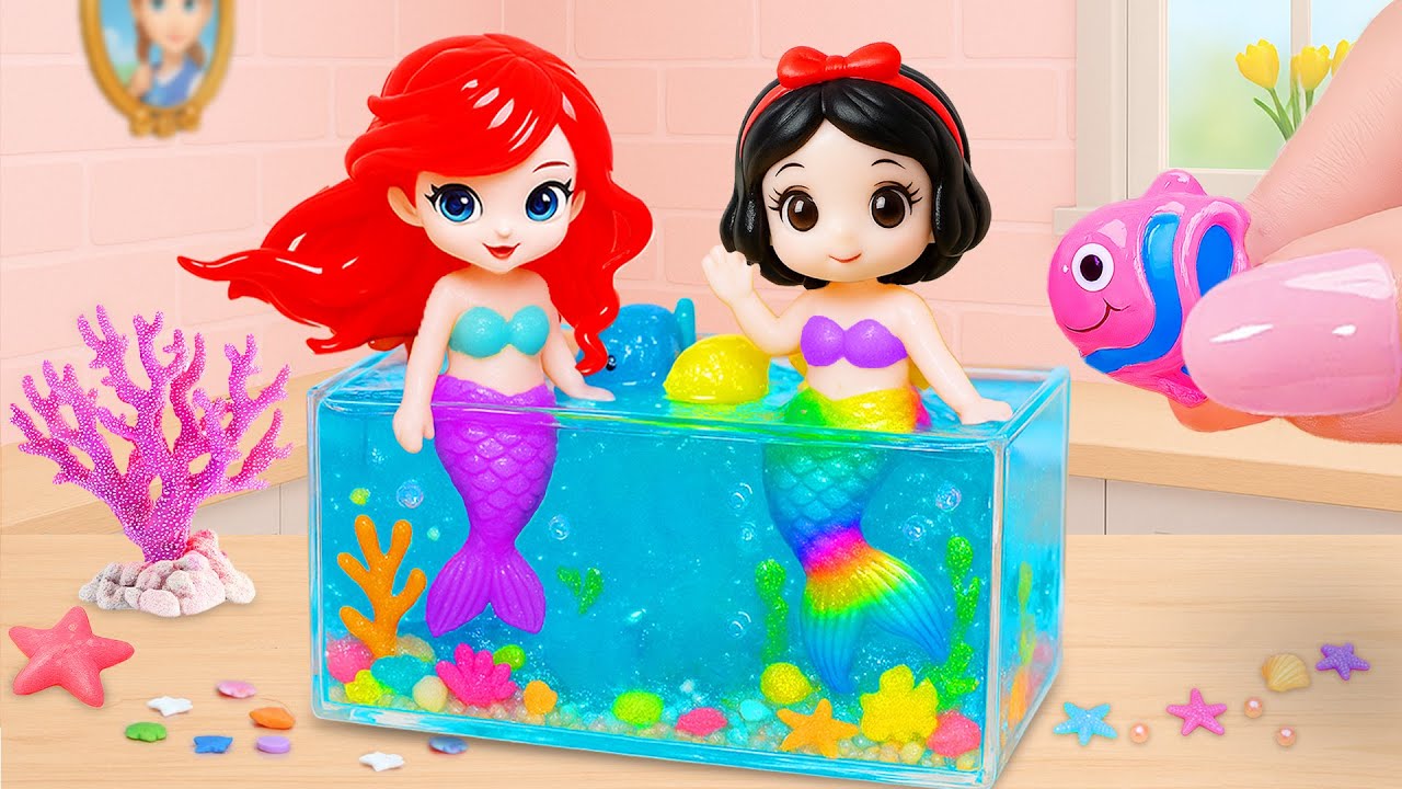 Double Princess Mermaid Jelly Pool 🧜‍♀️ Ariel In Rainbow Pool Dessert by Tiny Joy Bakes 🌟