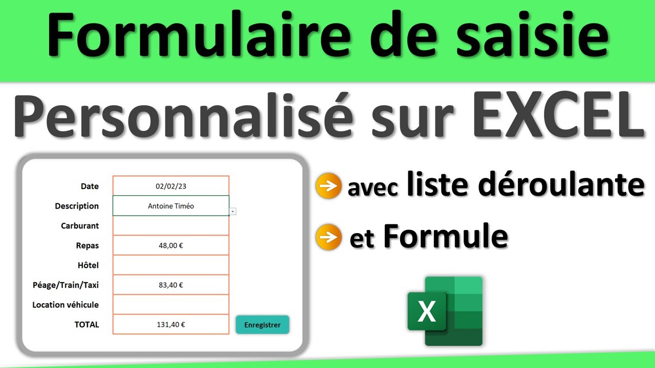 Créer un formulaire de saisie personnalisé sur Excel avec liste déroulante et formule