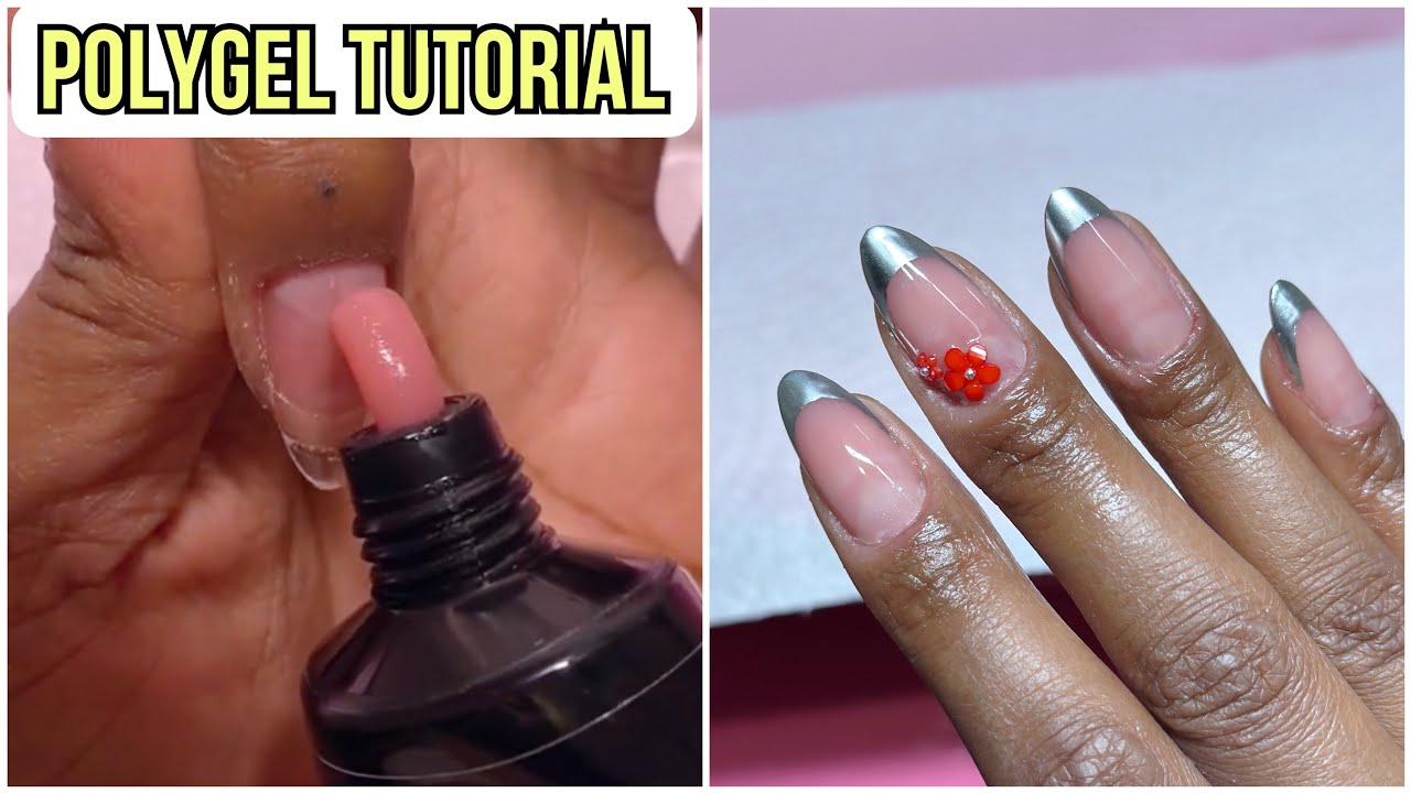 simple Polygel nails with French tips