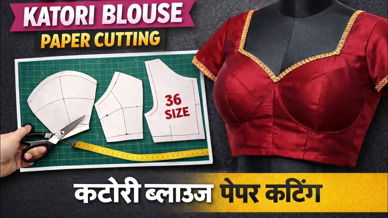 36 Size Katori Blouse Paper Cutting Full Tutorial | Easy Method Step by Step