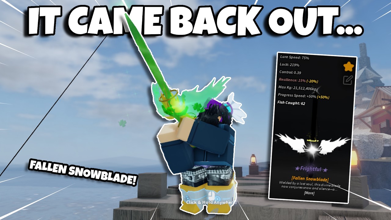 Получение утёкшего снежного клинка во второй раз в игре Fish...