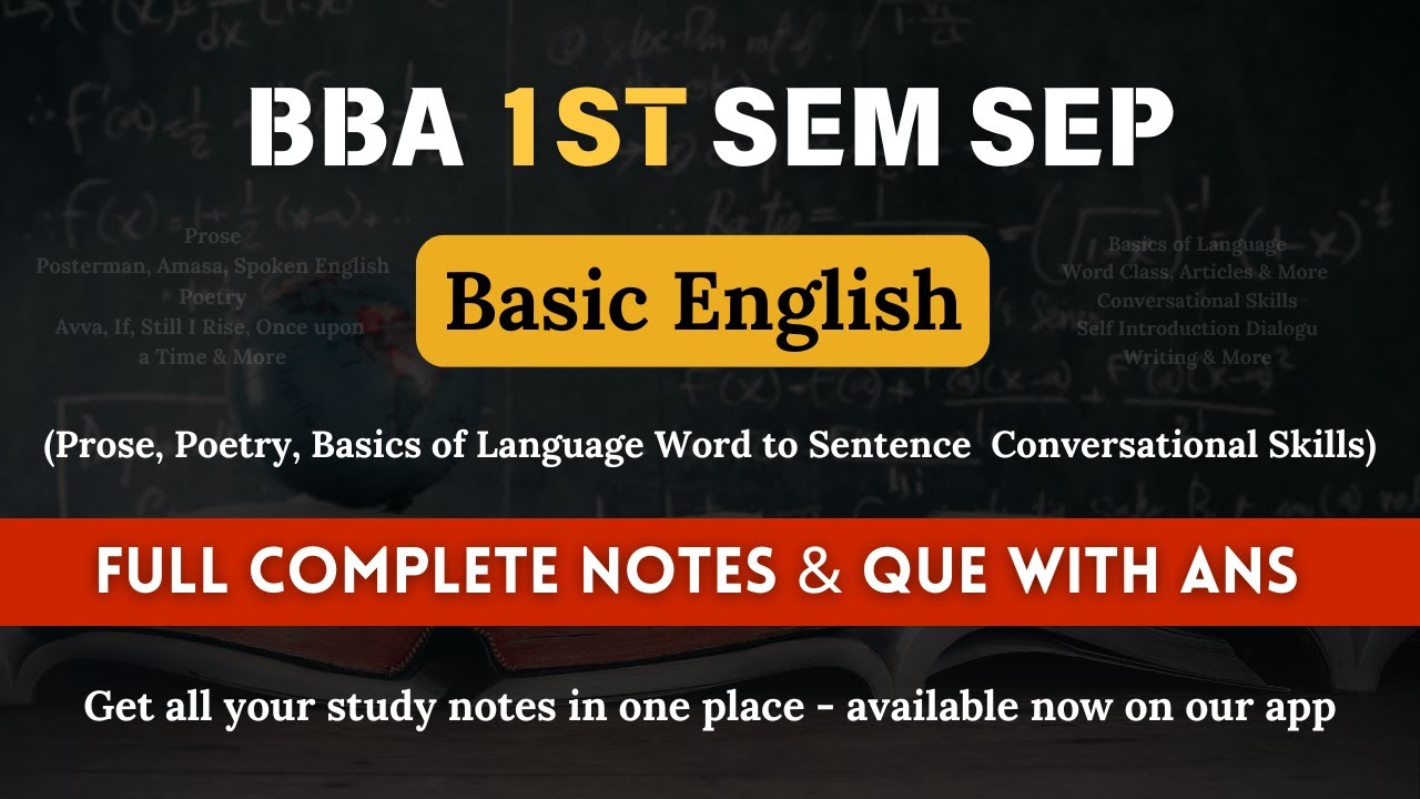 BBA 1st Sem SEP Basic English | Complete Notes & Important Questions with Answers