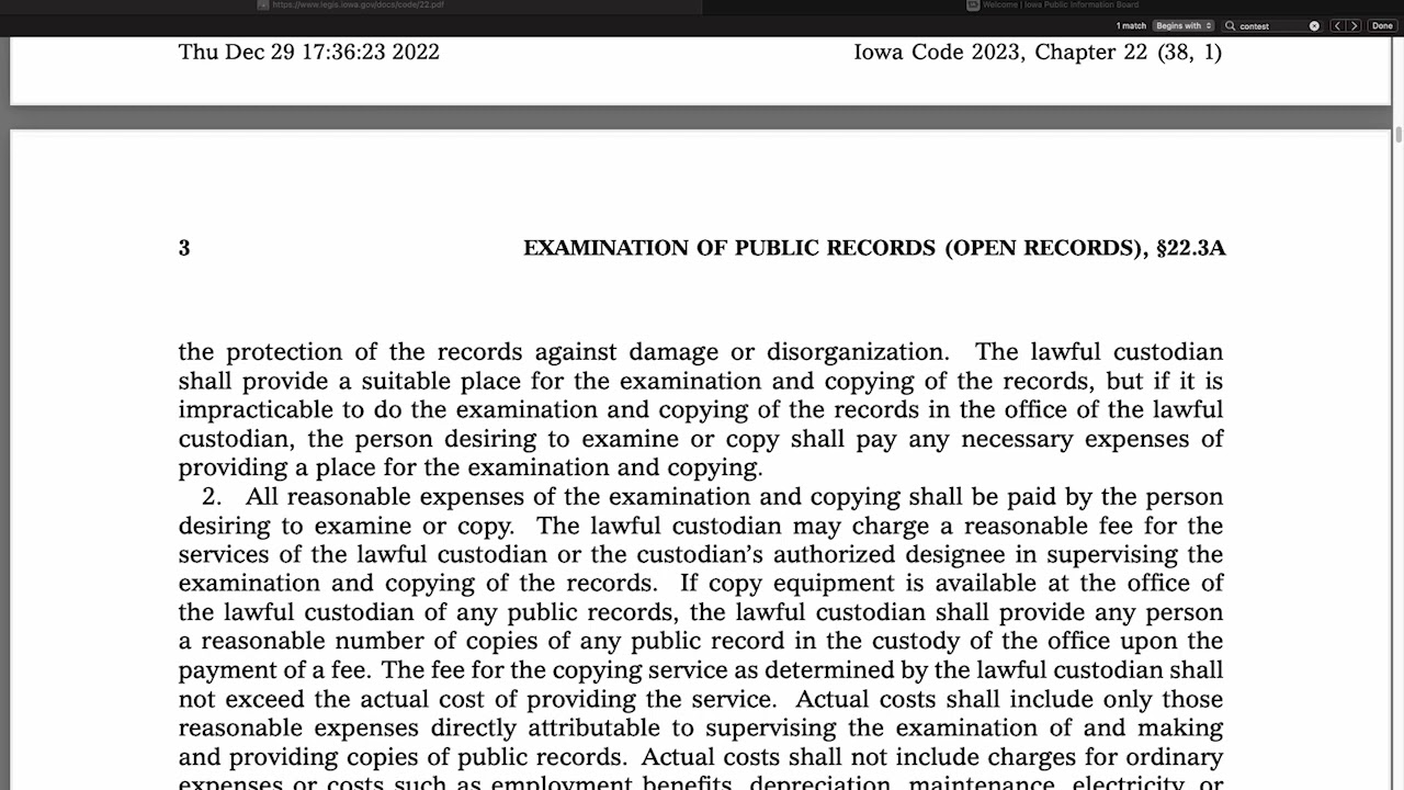 Examination of Iowa Public Open Records Law