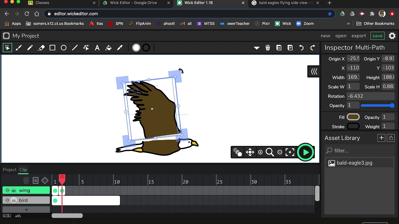 Animate a Bird Flying in the Wick Editor
