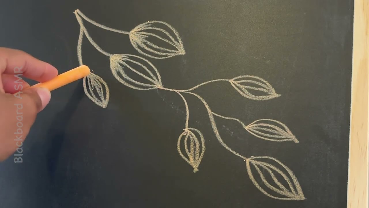 Draw a simple leave petal 🌿with me #art #asmr #drawing #chalkboard 