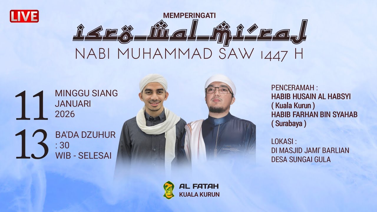PERINGATAN ISRA MIRAJ DI MASJID JAMI BERLIAN SUNGAI GULA  ( RELIVE )
