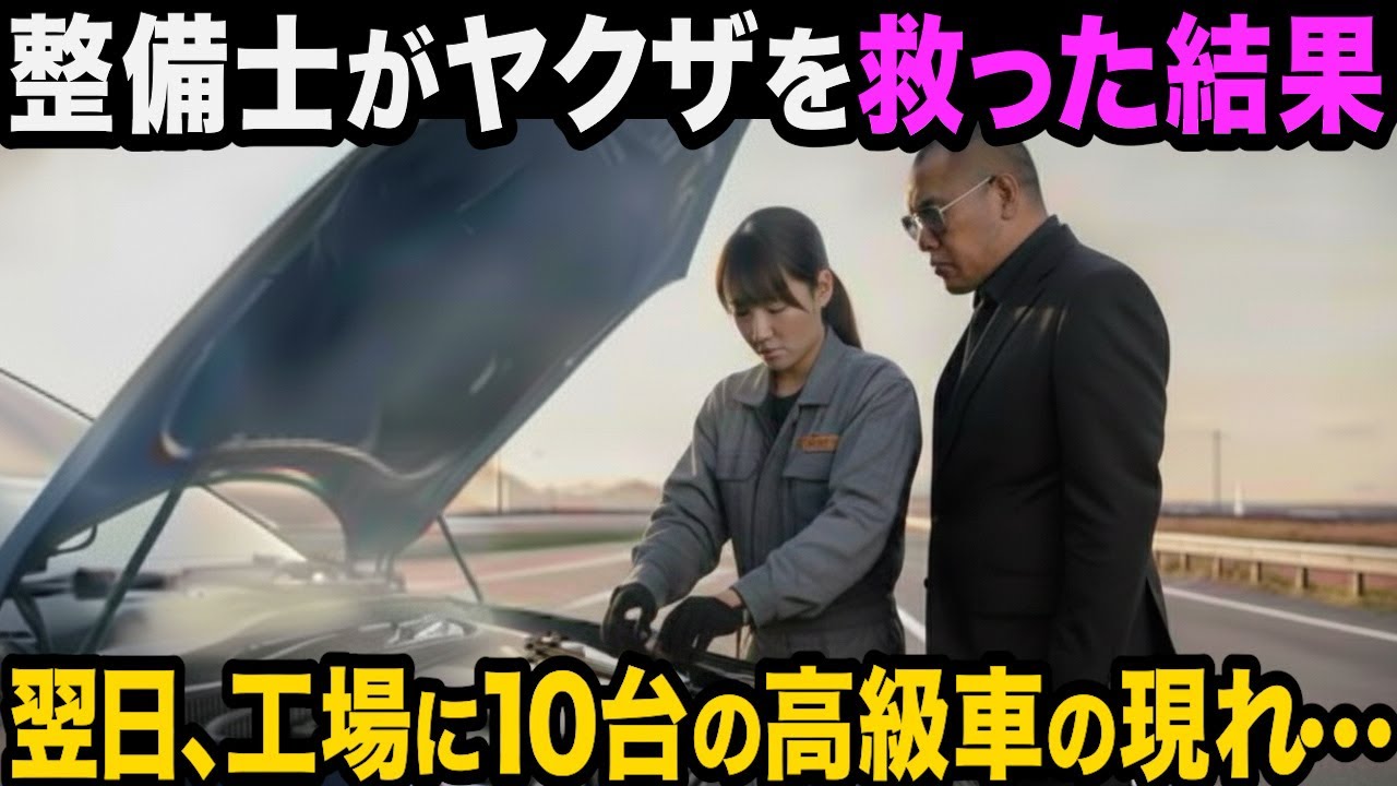 女性整備士が困っているヤクザを救った結果、翌日、工場の前に黒塗りの高級車が並び…