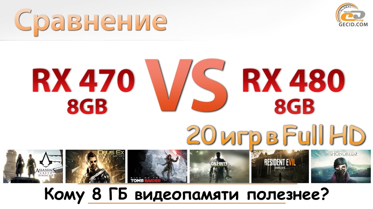 Сравнение Radeon RX 470 8GB vs Radeon RX 480 8GB: кому эти 8 ГБ полезнее?