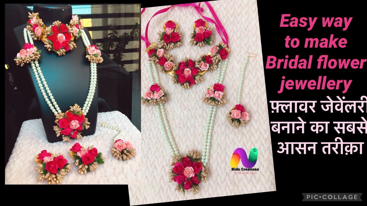 DIY Bridal flower jewellery for haldi/mahendi/baby shower.