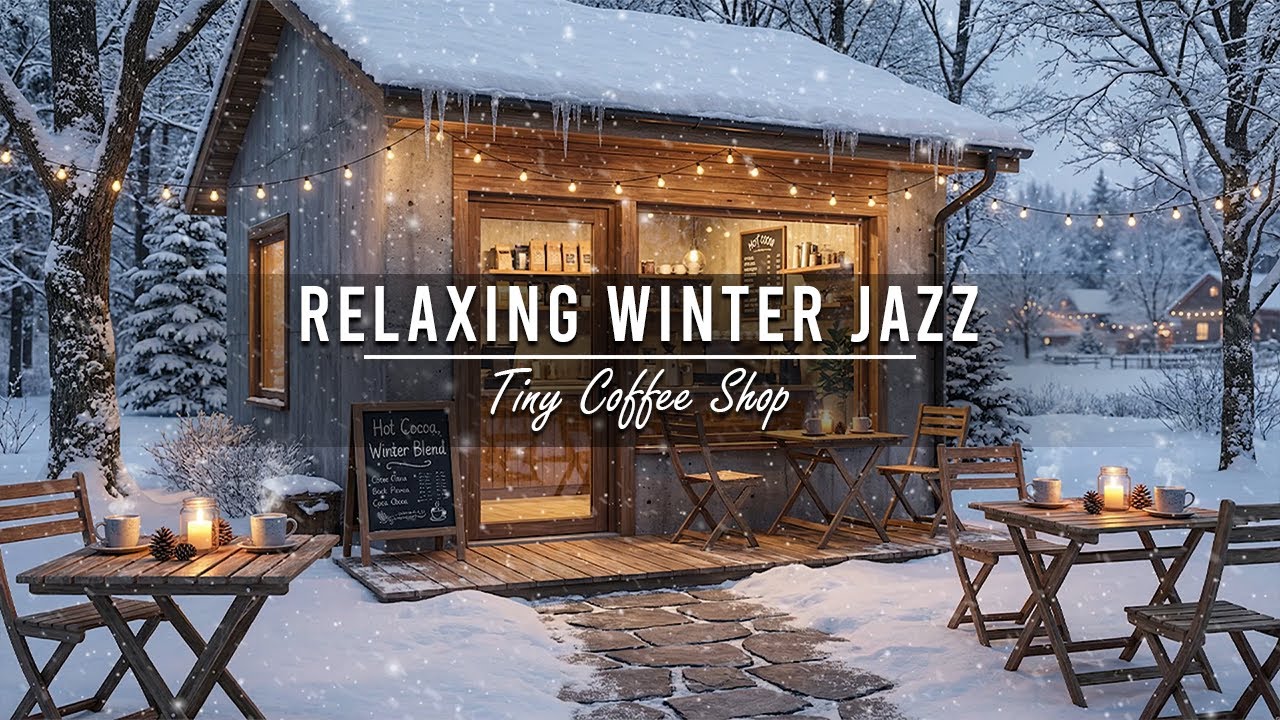 Relaxing Winter Morning Jazz at Tiny Coffee Shop Ambience ❄ Soft Piano Jazz Music for Good Moods