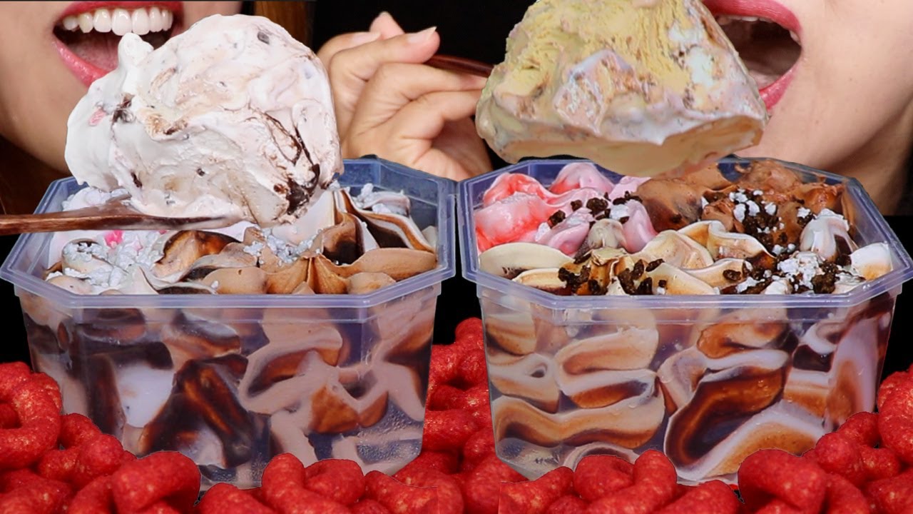 ASMR EATING BIG GELATO ICE CREAM TUB SAMPLERS 아이스크림 리얼사운드 먹방 アイスクリーム 冰淇淋 Kem cây | Kim&Liz ASMR