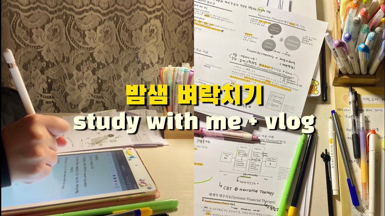 밤샘 기말고사 벼락치기 study with me 👩🏻‍💻 시험 전날 밤샘공부 | 아이패드 필기
