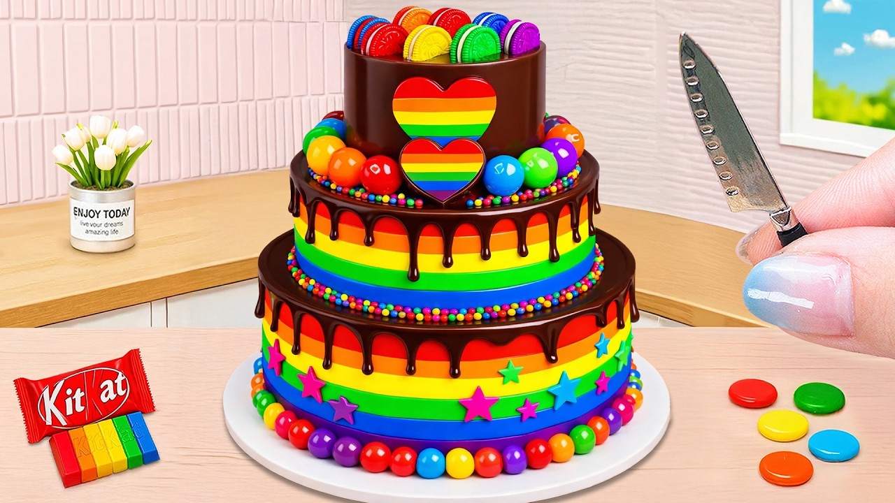 Chocolate Tower Rainbow Cake Ideas 🍫 Best Miniature Cake Making Tutorial 🤩 Unbox Overworld