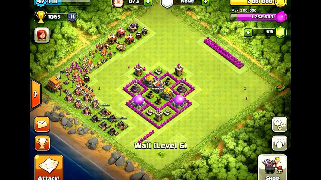 Clash of Clan Town Hall 6 Farming base