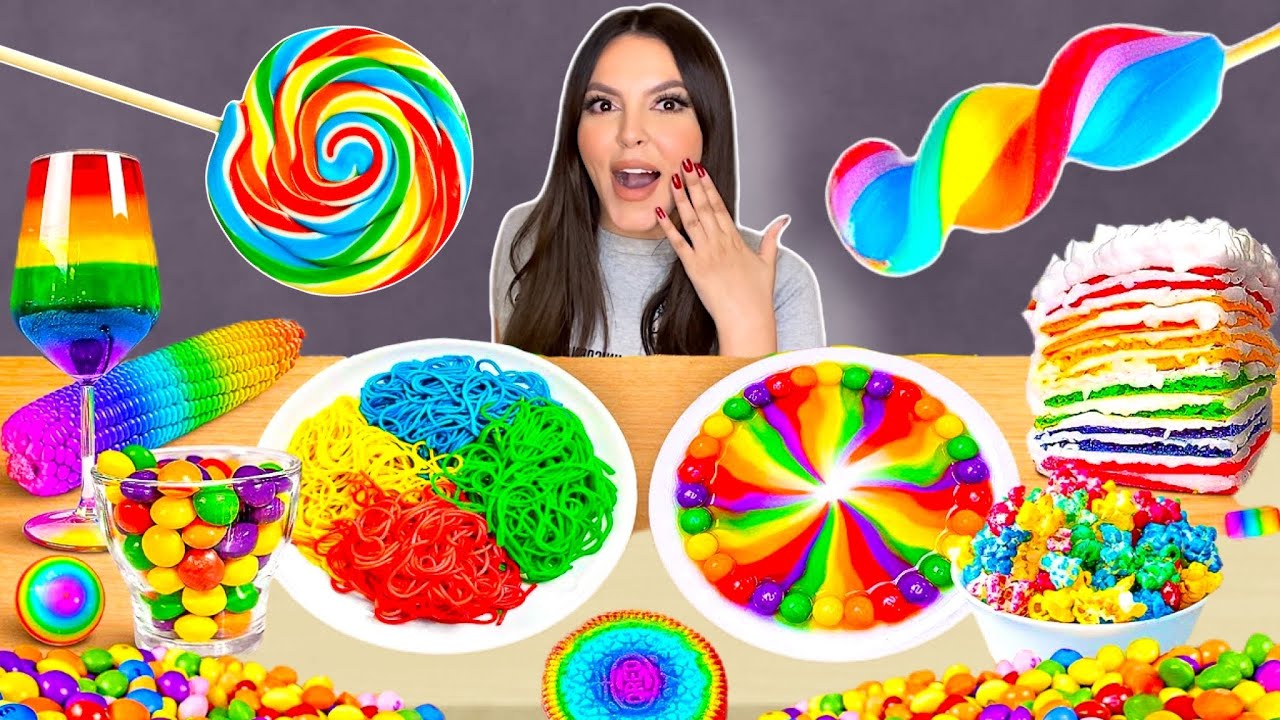 تحدي الأكل بألوان قوس قزح لمدة يوم كامل!!!🌈 *جبت العييييد*🥲