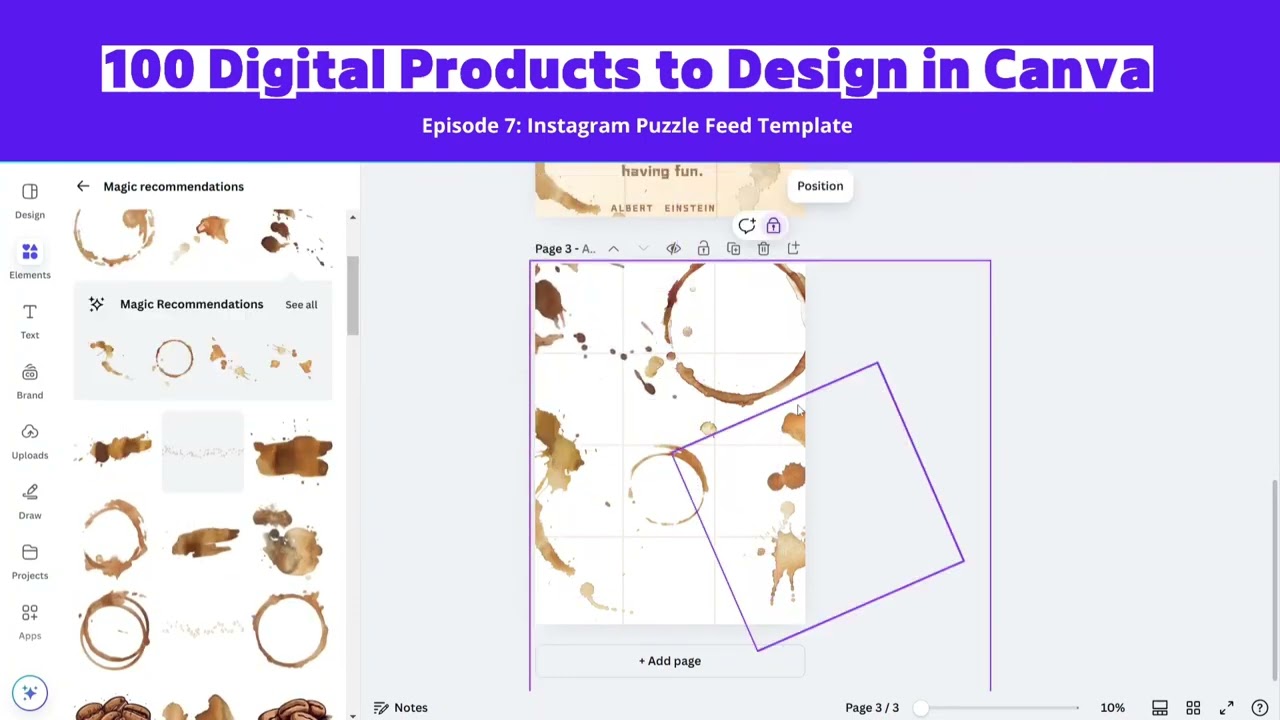 Ep7 | Instagram Puzzle Feed Template | 100 Digital Products to Design in Canva
