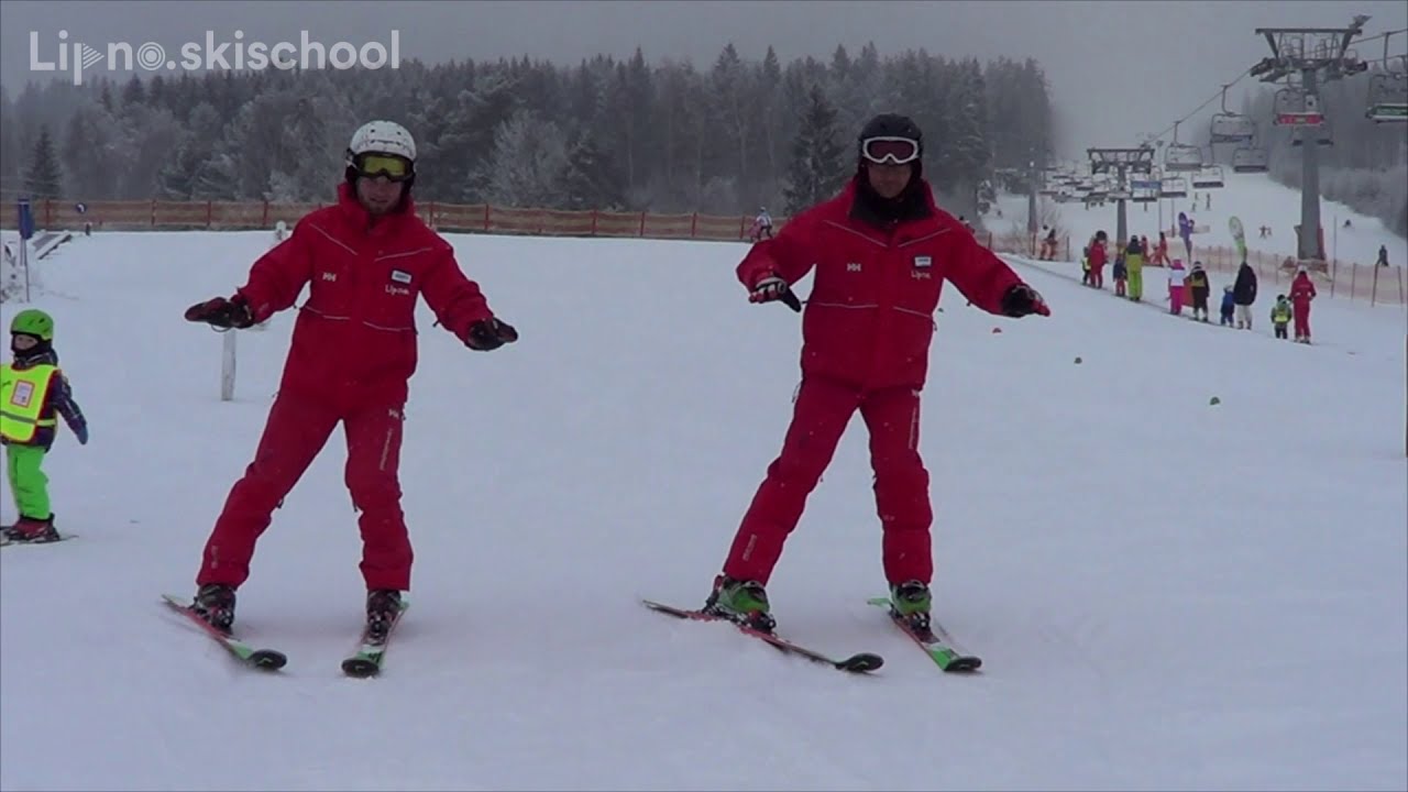 Skischool Lipno - metodický postup 3 - Nácvik na obou lyžích na místě