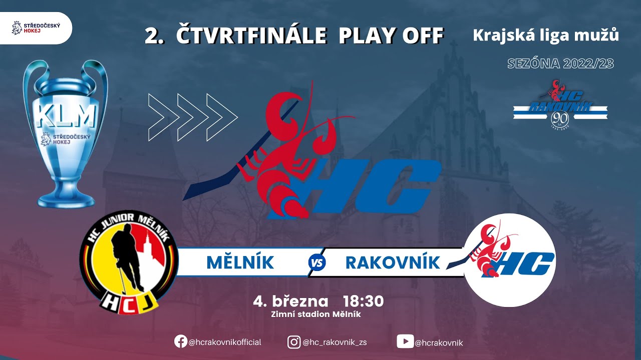 HC Junior Mělník vs. HC Rakovník, 2. čtvrtfinálové utkání play-off. 4.3 2023, 4:2. Stav série  1:1