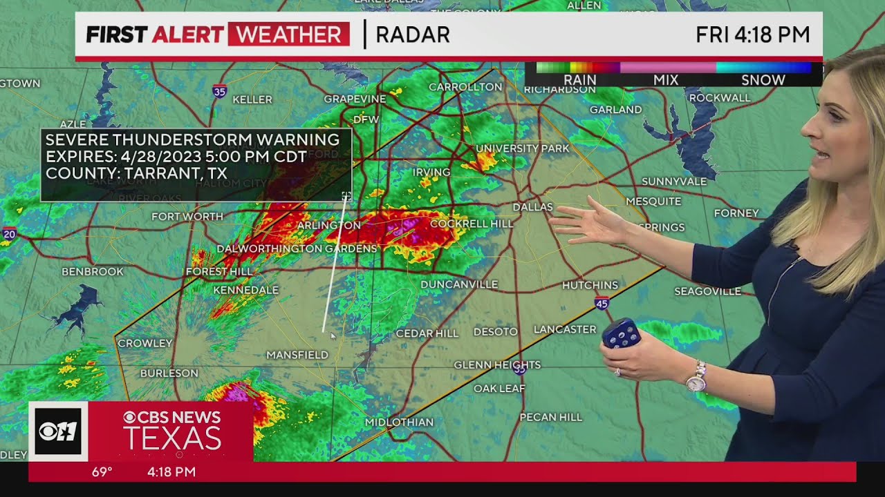 Severe Thunderstorm Warning issued for Dallas, Arlington & Irving