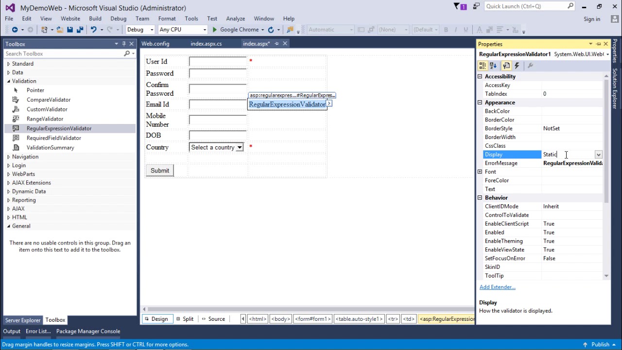 ASP.NET - Validation Controls