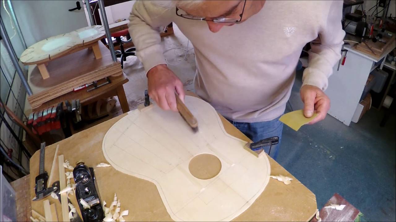 classical guitar making: strutting the soundboard