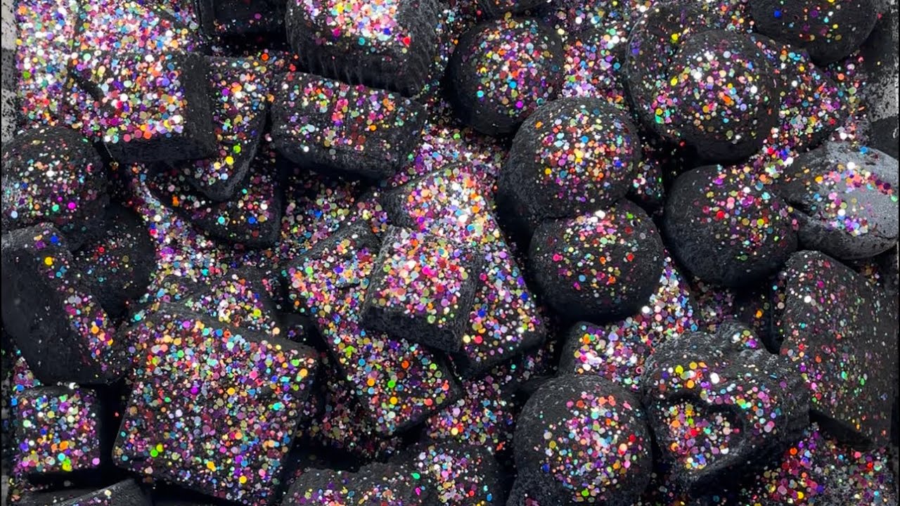 Mini Mass Crush 🖤✨💖My Fave EXTREME Charcoal & Glitter Mix 🖤✨💖| Gym Chalk ASMR | Stress Relief