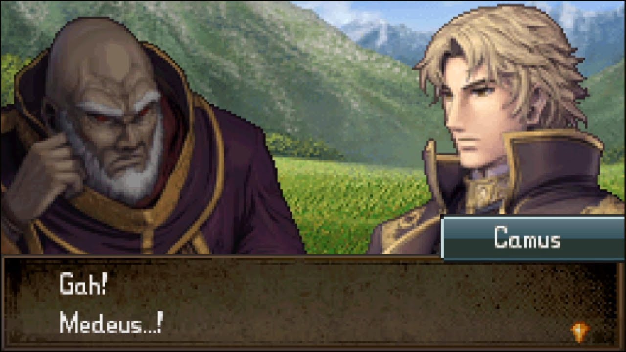 Medeus Confronts Camus - Fire Emblem: New Mystery of the Emblem