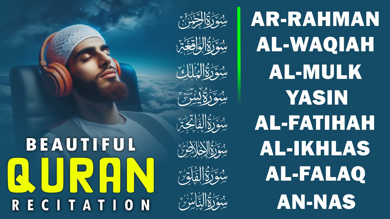 Best Every Night Quran Recitation,Alfatiha, Yasin, AlWaqiah, Arrahman,| By Sheikh Alaa Aqel