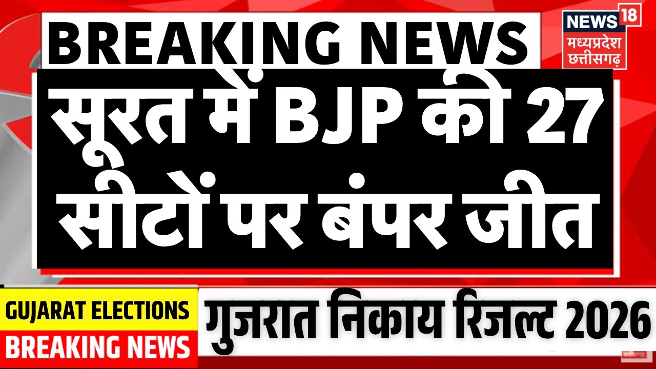Gujarat Nikay Chunav 2026 Result : Surat में BJP की 27 सीटों पर बंपर जीत, AAP का खाता तक नहीं खुला