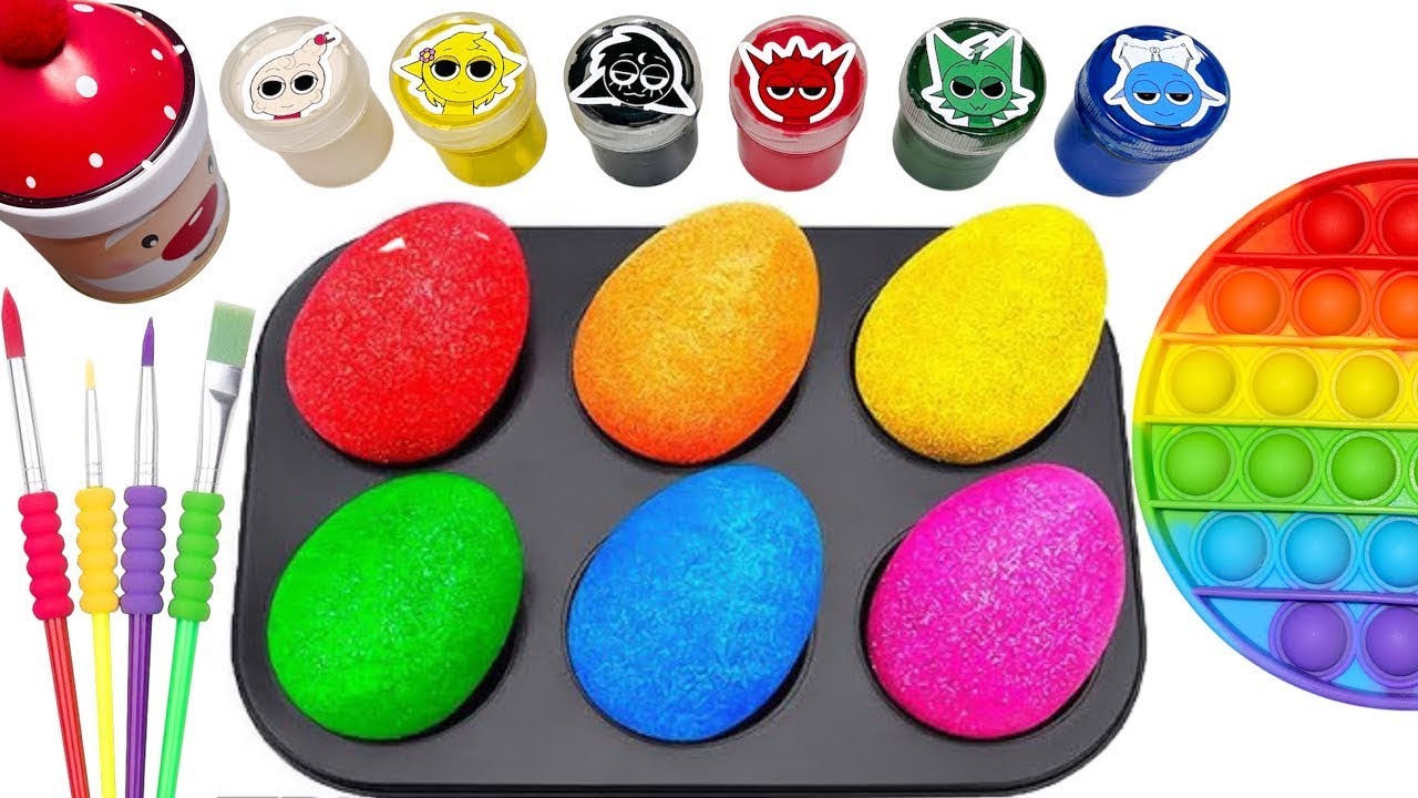 Oddly Satisfying Video l Making DIY Real BIG Surprise Glitter Eggs FROM Sprunki Sweets Rainbow ASMR