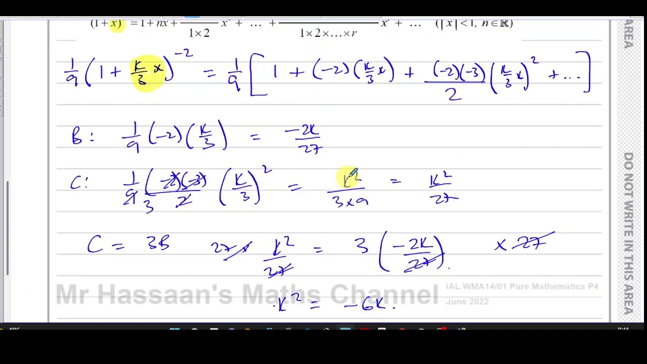 WMA14/01, IAL, (Edexcel), P4, June 2022, Q1,  Binomial Expansion