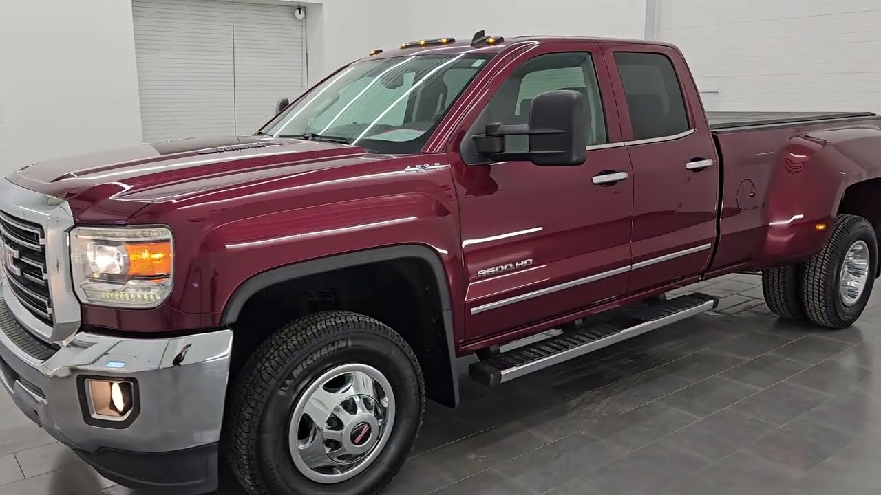 2015 GMC SIERRA 3500 DOUBLE LONG DUALLY DIESEL SONOMA RED 4K WALKAROUND 15919Z