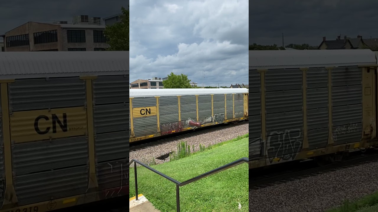 Norfolk southern double stack and auto rack train in new Albany , IN