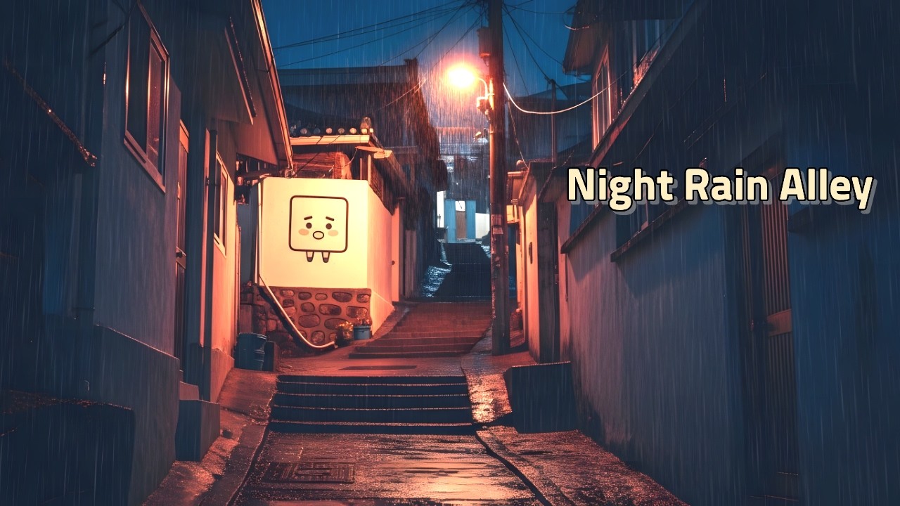 Gentle Rain in Quiet Korean Alley at Night🌙  |  Deep Sleep Rain Sounds