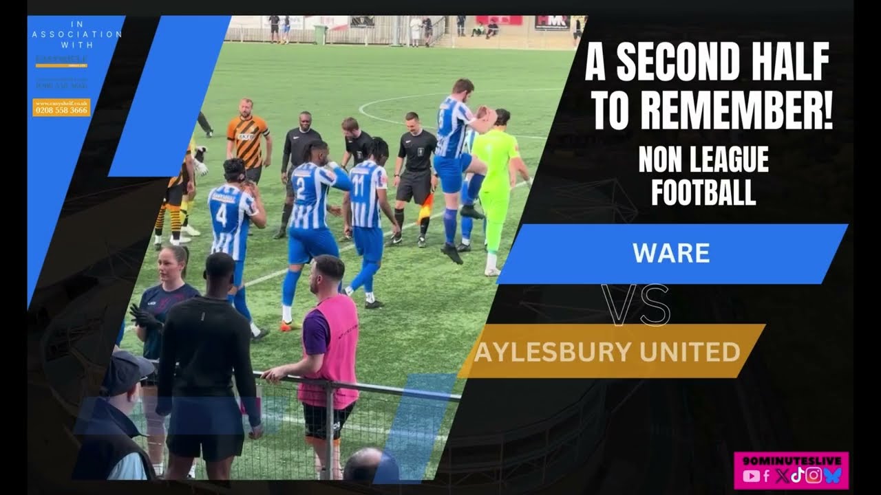 Highlights of the 8 goal thrilller between Ware FC and Aylesbury United in a game full of goals!!