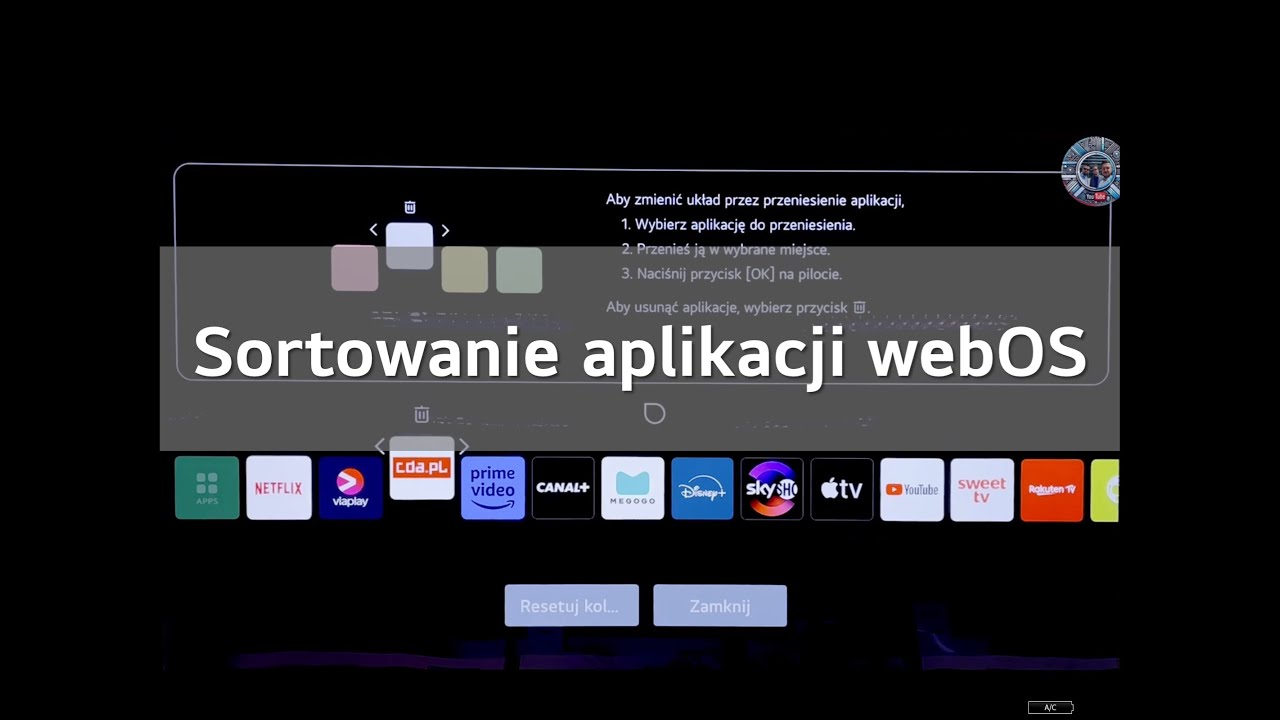 LG OLED Sortowanie aplikacji webOS