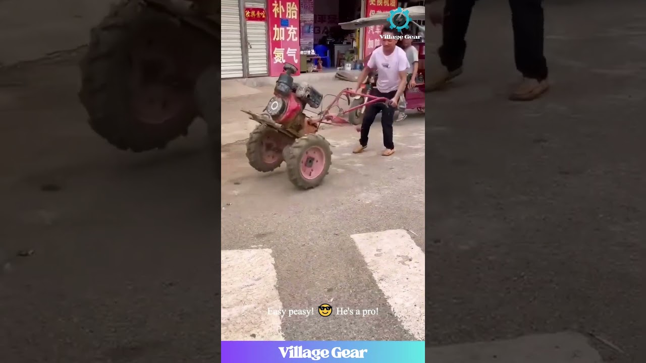 Dude's a TRACTOR Whisperer!🚜💨 That Wheelie Load is WILD! #tractorlife #farmingskills #funny  #stunt
