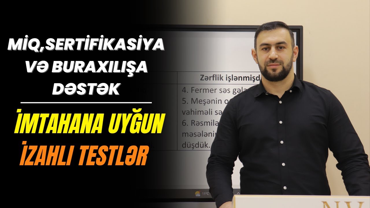Filoloqlar və abituriyenlər üçün imtahana uyğun izahlı testlər #MİQ, #sertifikasiya, #buraxılış,