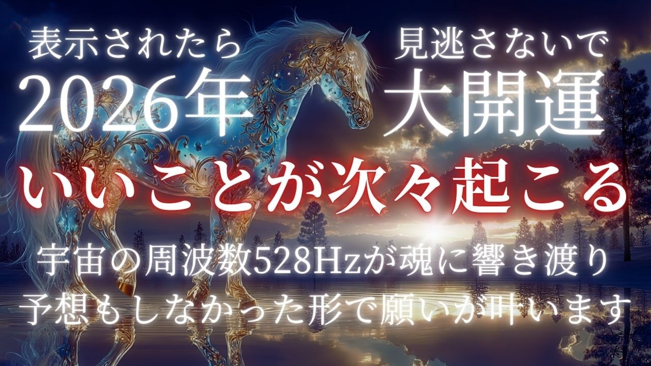 【528Hz】ただ聴き流してください。2026年の大開運が確定しました。驚きと共に訪れる幸福に身を委ねましょう。宇宙の奇跡 ソルフェジオ周波数│瞑想| 作業とリラックス