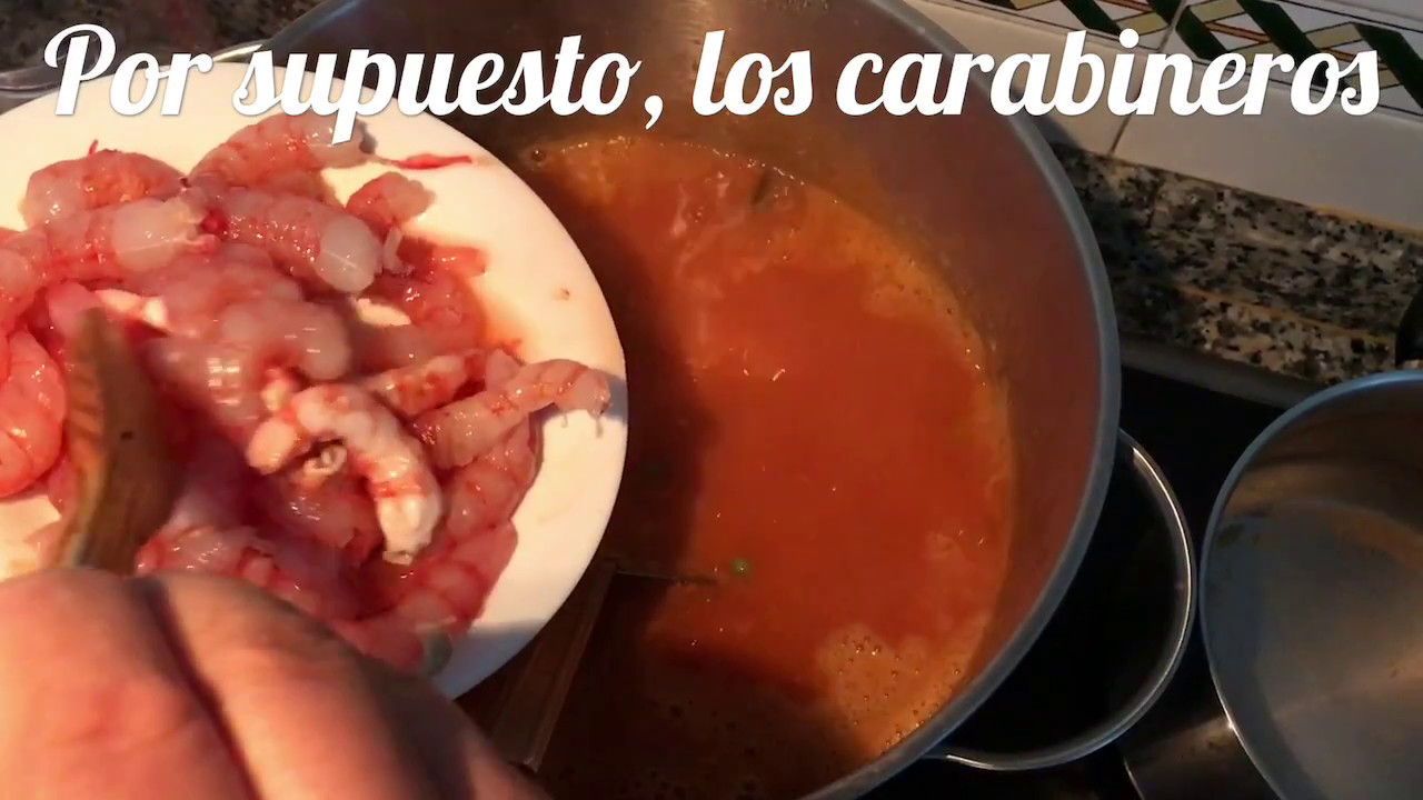 Receta arroz caldoso con carabineros y chocos