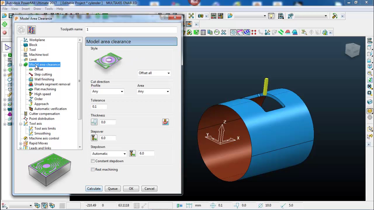 multiaxise roughing with end mill tools