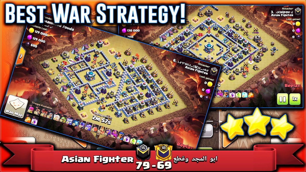 Best War Strategy Attack Grounds - Yeti Bowitch & QW Miner hog Fighting TH13( Clash of Clans)