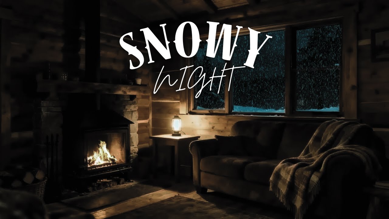 Snowy Night Indoors ❄️ Soft Piano & Cozy Fireplace Sounds