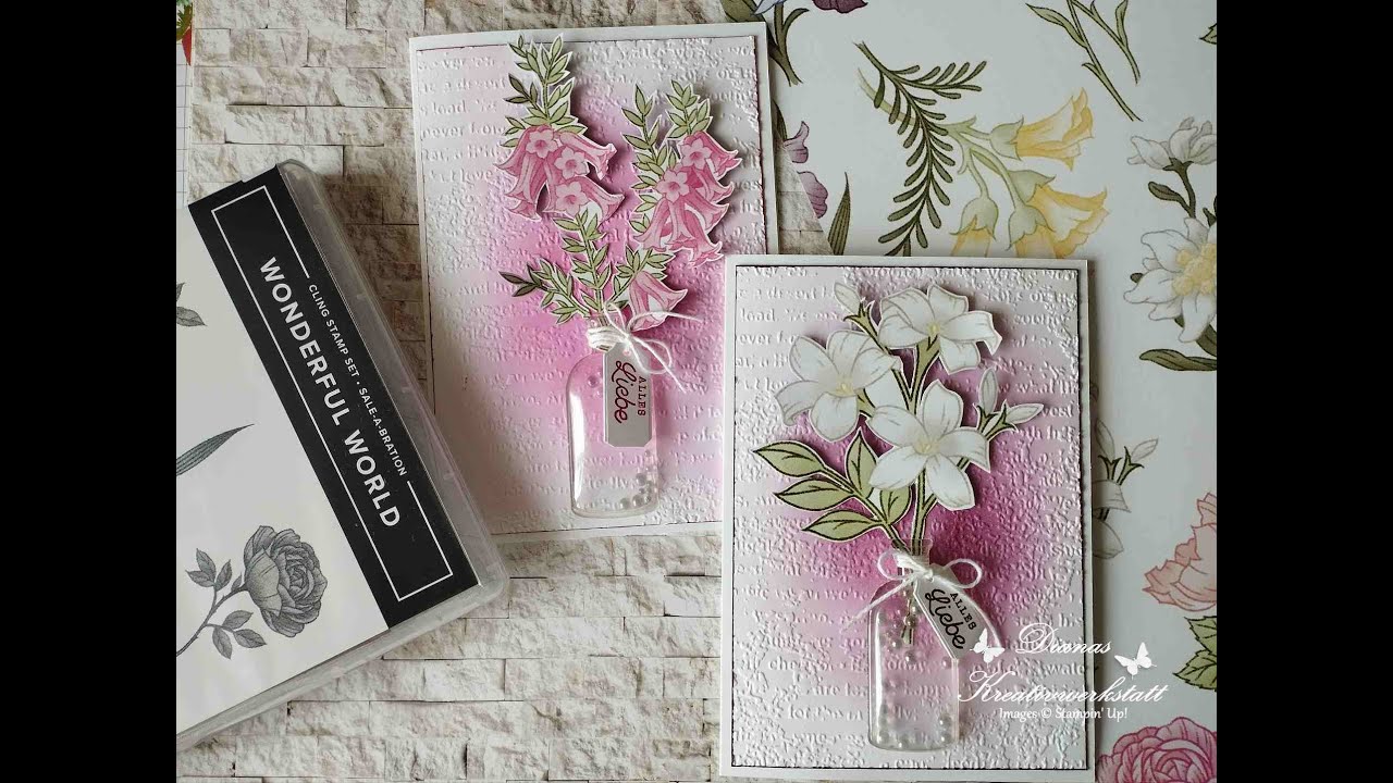 Karte mit Sprudelperlen und Blume in der Flasche Stampin' Up! Sale-A-Bration