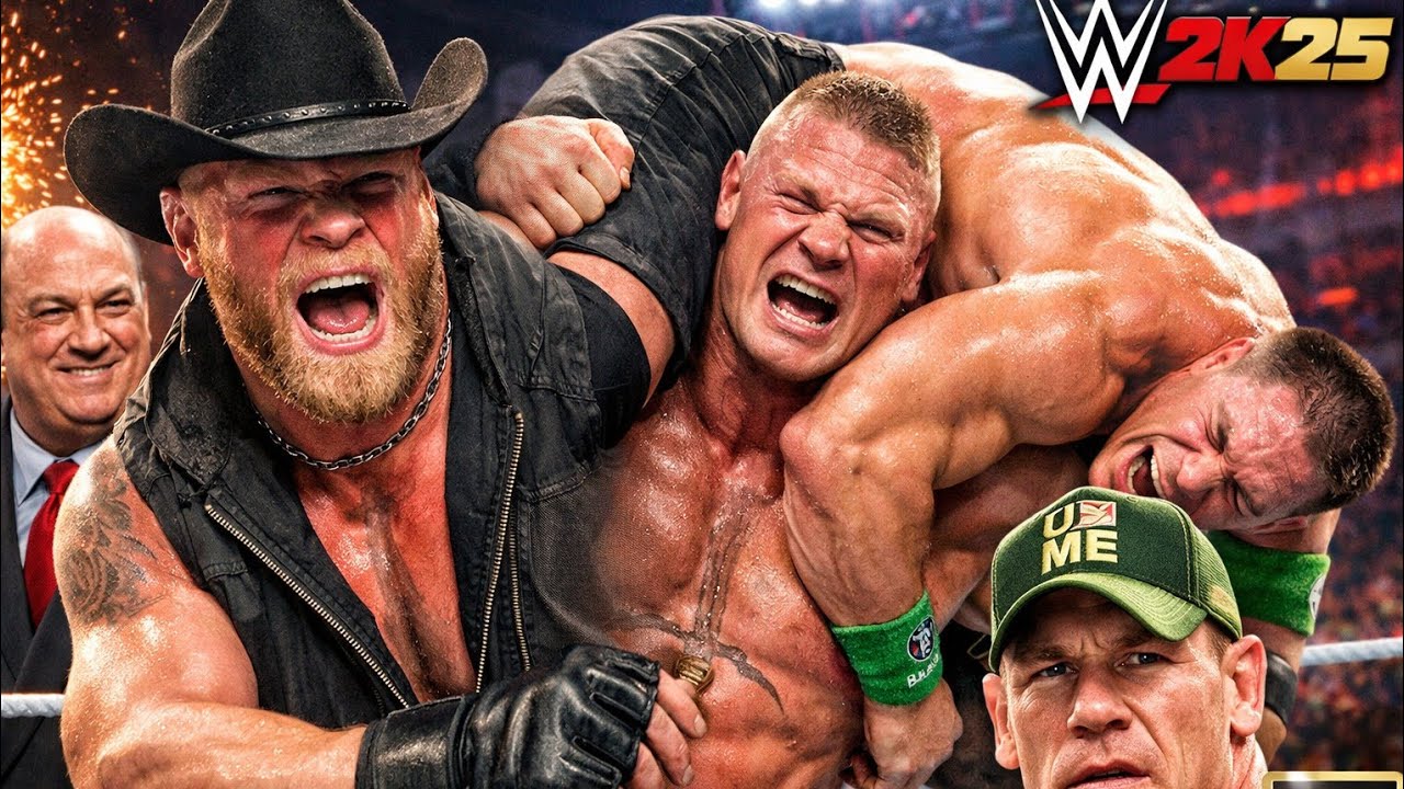 Cowboy Brock Lesnar w/ Paul Heyman DESTROYS John Cena?! 😱 WWE 2K25 4K Gameplay